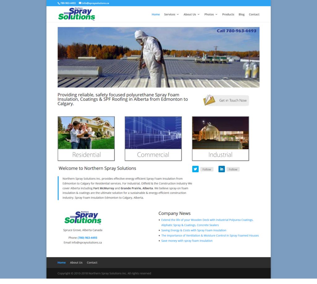 Northern Spray Solutinos - Recreated Design in DIVI to be compatible with Future WordPress Updates