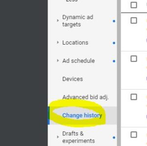 Google Ads Change History Tab