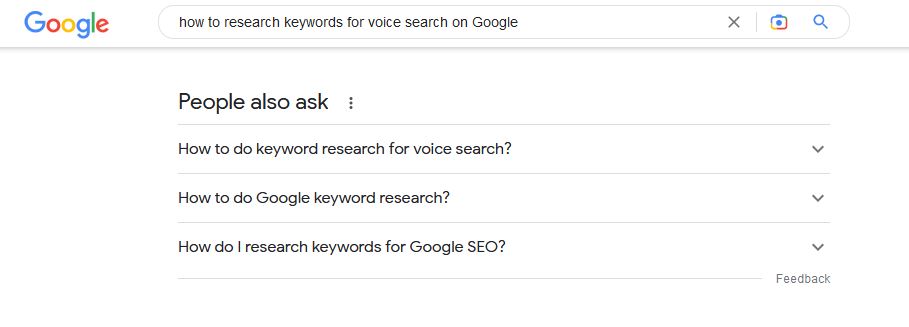 how to research keywords for voice search on Google